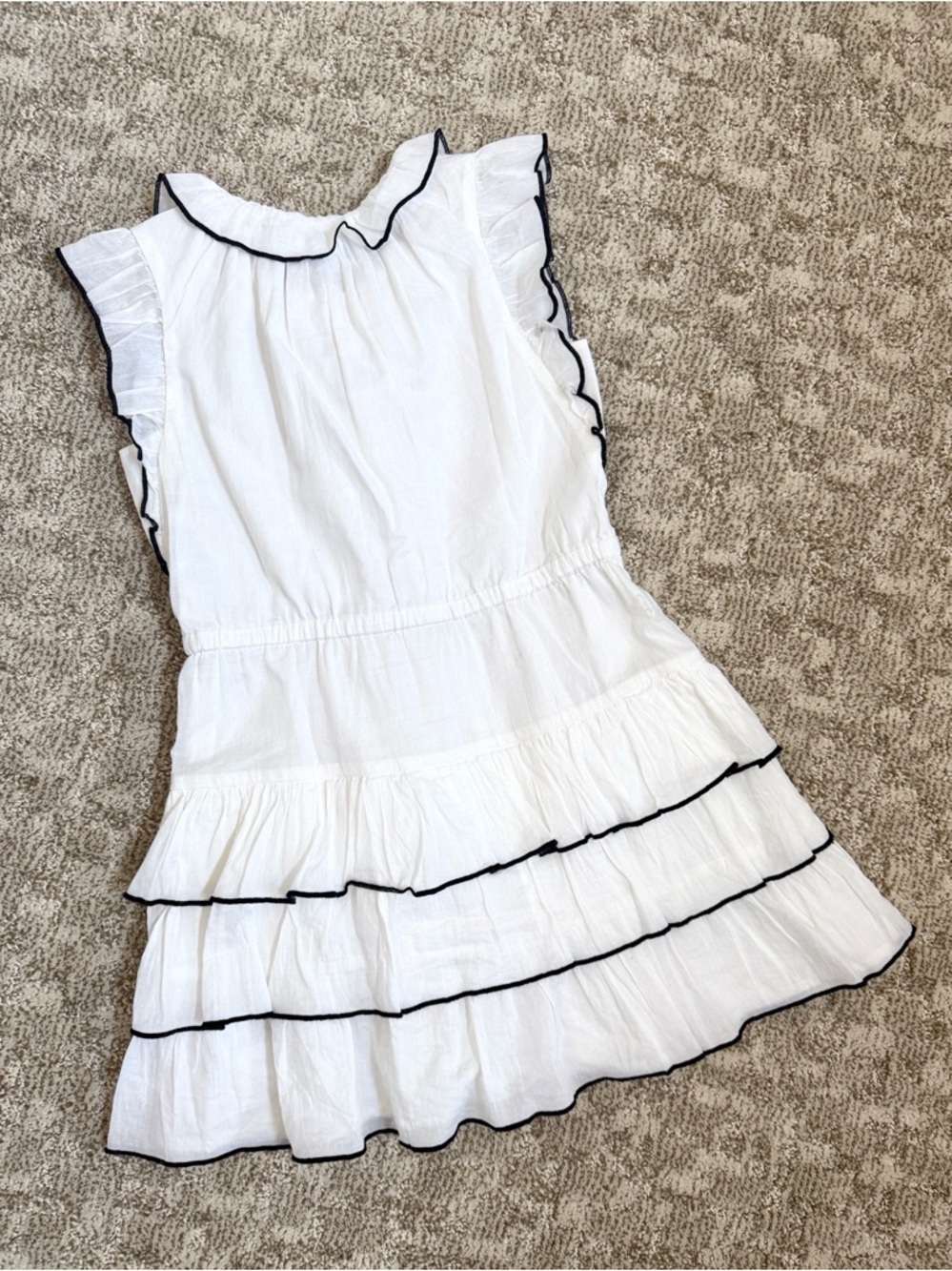 J. Crew Girls’ White/Navy Rosette Ruffle-Trim Dress—8 - Picture 7 of 7